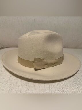 J. Crew Cream Fedora with Grosgrain Band